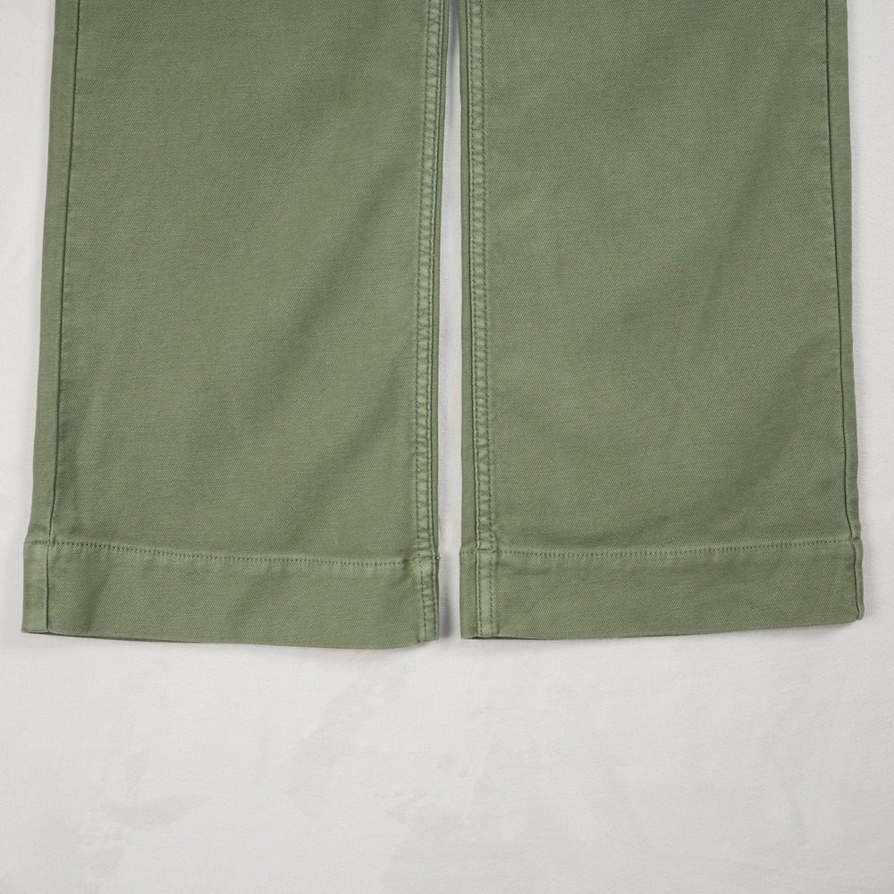 Quince Womens Olive Green Wide Leg Utility Pants High Rise Cotton Blend Size 8 - Picture 4 of 8